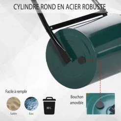 Outsunny Rouleau à Gazon De Jardin Robuste Grande Capacité 30 L Dim. 104L X 42l X 30H Cm Vert -Outsunny Soldes Magasin 2672687 5