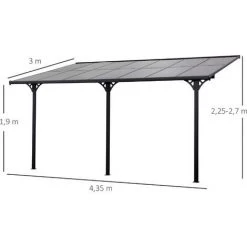 Outsunny Pergola Rigide Alu. Polycarbonate Dim. 4,35L X 3l X 2,7H M Pavillon De Jardin Adossable Gris - Gris 9 Outsunny Pergola Rigide Alu. Polycarbonate Dim. 4,35L X 3l X 2,7H M Pavillon De Jardin Adossable Gris - Gris -Outsunny Soldes Magasin 27823674 3