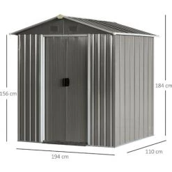 Outsunny Abri De Jardin - Remise Pour Outils - Cabanon Porte Verrouillable - Dim. 194L X 110l X 184H Cm - Tôle D'acier Gris -Outsunny Soldes Magasin 28042637 3