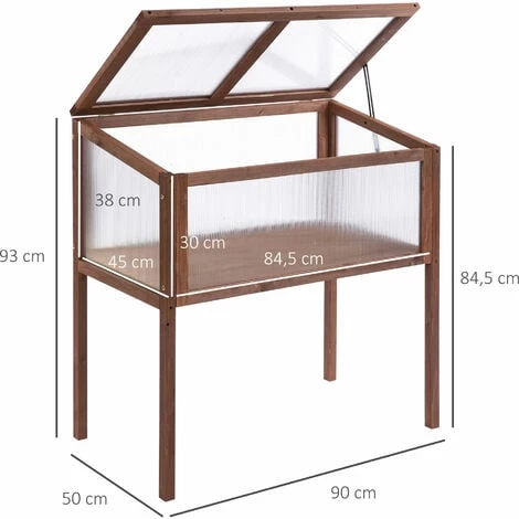 Outsunny Mini Serre Sur Pieds Dim. 90L X 50l X 93H Cm Toit Ouvrable Panneaux De Polycarbonate Bois Sapin Traité 5 Outsunny Mini Serre Sur Pieds Dim. 90L X 50l X 93H Cm Toit Ouvrable Panneaux De Polycarbonate Bois Sapin Traité – Image 3