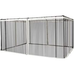 Outsunny Moustiquaires Pour Tonnelle Barnum Pavillon De Jardin 3 X 4 M - Lot De 4 Moustiquaires Zippées + Crochets D'attaches - Polyester Nylon