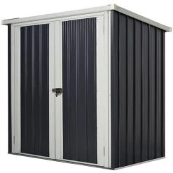 Outsunny Abri De Jardin - Remise Pour Outils - Abri Vélo - Abri Poubelle - 2 Portes Verrouillables - Dim. 147L X 86l X 134H Cm - Tôle D'acier Noir Blanc - Noir