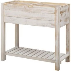 Outsunny Jardinière Sur Pieds Potager Dim. 80L X 40l X 78H Cm Bois Sapin Blanc Effet Vieilli - Blanc