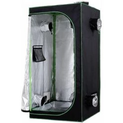 Outsunny Chambre De Culture Hydroponique Tente De Culture Grow Box 0,8L X 0,8l X 1,6H M Oxford 600D Mylar Noir Vert