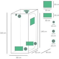 Outsunny Chambre De Culture Hydroponique Tente De Culture Grow Box 0,8L X 0,8l X 1,6H M Oxford 600D Mylar Noir Vert -Outsunny Soldes Magasin 28362586 3