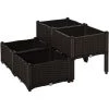 Outsunny Jardinière Sur Pieds Carré Potager 2 étages Dim. 80L X 80l X 44H Cm Insert D'irrigation Plastique Imitation Rotin Tressé Chocolat -Outsunny Soldes Magasin 28368951 1