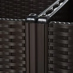 Outsunny Jardinière Sur Pieds Carré Potager 2 étages Dim. 80L X 80l X 44H Cm Insert D'irrigation Plastique Imitation Rotin Tressé Chocolat -Outsunny Soldes Magasin 28368951 5