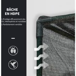 Outsunny Serre De Jardin Serre à Tomates Filet Protection Solaire Anti-UV Ombrage 50-60 % 2 Portes Zippées Enroulables Acier HDPE Vert Foncé - Vert -Outsunny Soldes Magasin 28400875 5