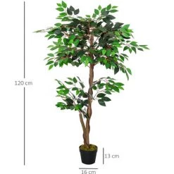 Outsunny Arbre Artificiel Plante Artificiel Ficus Hauteur 1,2 M Tronc Branches Liane Lichen Feuilles Grand Réalisme Pot Inclus -Outsunny Soldes Magasin 28443702 3