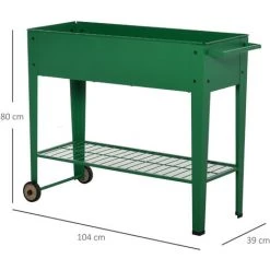Outsunny Jardinière Sur Pieds Potager Dim. 104L X 39l X 80H Cm étagère 2 Roues + Insert D'irrigation Métal Vert -Outsunny Soldes Magasin 28443744 3