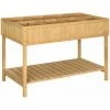 Outsunny Jardinière Sur Pieds Carré Potager Avec étagère Dim. 110L X 46l X 76H Cm 8 Compartiments & Inserts D'irrigation Bois De Sapin - Beige -Outsunny Soldes Magasin 28503713 1