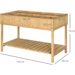 Outsunny Jardinière Sur Pieds Carré Potager Avec étagère Dim. 110L X 46l X 76H Cm 8 Compartiments & Inserts D'irrigation Bois De Sapin - Beige 9 Outsunny Jardinière Sur Pieds Carré Potager Avec étagère Dim. 110L X 46l X 76H Cm 8 Compartiments & Inserts D'irrigation Bois De Sapin - Beige -Outsunny Soldes Magasin 28503713 3