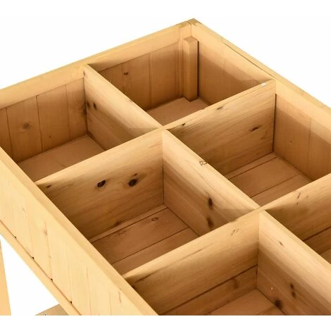 Outsunny Jardinière Sur Pieds Carré Potager Avec étagère Dim. 110L X 46l X 76H Cm 8 Compartiments & Inserts D'irrigation Bois De Sapin - Beige 7 Outsunny Jardinière Sur Pieds Carré Potager Avec étagère Dim. 110L X 46l X 76H Cm 8 Compartiments & Inserts D'irrigation Bois De Sapin - Beige â Image 5