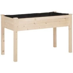 Outsunny Jardinière Sur Pieds Potager Dim. 122L X 56l X 76H Cm Inserts D'irrigation + Feutre De Drainage Inclus Bois Massif Sapin - Beige