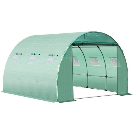 Outsunny Bâche De Rechange Serre Tunnel 9 M², Bâche Dim. 3L X 3l X 2H M PE Anti-UV Imperméable 6 Fenêtres + Porte Enroulable Zippée Vert 3 Outsunny Bâche De Rechange Serre Tunnel 9 M², Bâche Dim. 3L X 3l X 2H M PE Anti-UV Imperméable 6 Fenêtres + Porte Enroulable Zippée Vert