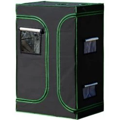 Outsunny Chambre De Culture Hydroponique Tente De Culture Grow Box 0,9L X 0,6l X 1,35H M Jardinière Incluse Oxford 600D Mylar Noir Vert
