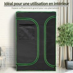 Outsunny Chambre De Culture Hydroponique Tente De Culture Grow Box 0,9L X 0,6l X 1,35H M Jardinière Incluse Oxford 600D Mylar Noir Vert -Outsunny Soldes Magasin 28910011 4