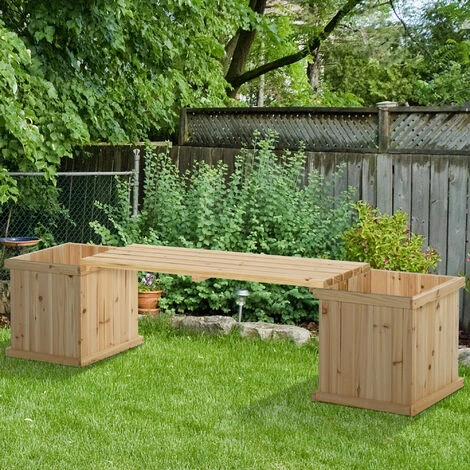 Outsunny Banc De Jardin Jardinière Double 2 En 1 - Inserts D'irrigation + Feutre Drainage Inclus - Bois Sapin Pré-huilé 4 Outsunny Banc De Jardin Jardinière Double 2 En 1 - Inserts D'irrigation + Feutre Drainage Inclus - Bois Sapin Pré-huilé – Image 2