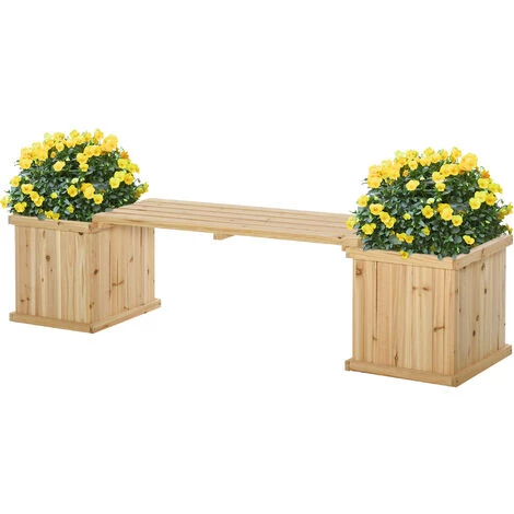 Outsunny Banc De Jardin Jardinière Double 2 En 1 - Inserts D'irrigation + Feutre Drainage Inclus - Bois Sapin Pré-huilé 6 Outsunny Banc De Jardin Jardinière Double 2 En 1 - Inserts D'irrigation + Feutre Drainage Inclus - Bois Sapin Pré-huilé – Image 4