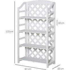 Outsunny Étagère à Fleurs Pliable - 4 étagères à Lattes Réglables - Pan Arrière Treillis - Bois Sapin Blanc 9 Outsunny Étagère à Fleurs Pliable - 4 étagères à Lattes Réglables - Pan Arrière Treillis - Bois Sapin Blanc -Outsunny Soldes Magasin 28910056 3