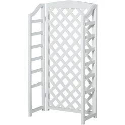 Outsunny Étagère à Fleurs Pliable - 4 étagères à Lattes Réglables - Pan Arrière Treillis - Bois Sapin Blanc 10 Outsunny Étagère à Fleurs Pliable - 4 étagères à Lattes Réglables - Pan Arrière Treillis - Bois Sapin Blanc -Outsunny Soldes Magasin 28910056 4