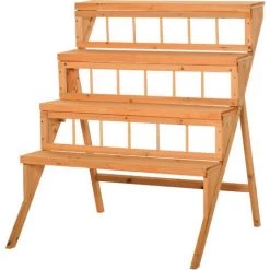 Outsunny Étagère échelle à Fleurs En Bois - Porte Plante Bois 4 étagères - Bois Sapin Pré-huilé