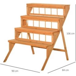 Outsunny Étagère échelle à Fleurs En Bois - Porte Plante Bois 4 étagères - Bois Sapin Pré-huilé -Outsunny Soldes Magasin 28910081 3