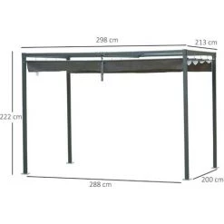 Outsunny Pergola Rétractable 2,98L X 2,13l X 2,22H M Structure Métal époxy Anticorrosion Toile Polyester Haute Densité 180 G/m² Incluse Gris 9 Outsunny Pergola Rétractable 2,98L X 2,13l X 2,22H M Structure Métal époxy Anticorrosion Toile Polyester Haute Densité 180 G/m² Incluse Gris -Outsunny Soldes Magasin 28910102 3