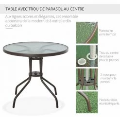 Outsunny Ensemble Salon De Jardin 6 Pcs - Table Ronde + 4 Chaises Pliables + Parasol - Acier époxy Café Textilène Polyester Beige 11 Outsunny Ensemble Salon De Jardin 6 Pcs - Table Ronde + 4 Chaises Pliables + Parasol - Acier époxy Café Textilène Polyester Beige -Outsunny Soldes Magasin 29063474 5