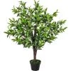 Outsunny Arbre Artificiel Olivier Plante Artificiel Hauteur 1,2 M Tronc Branches Lichen Feuilles Grand Réalisme Pot Inclus - Vert