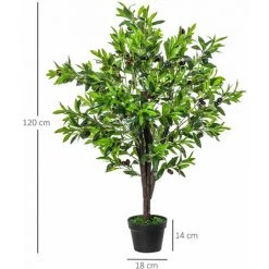 Outsunny Arbre Artificiel Olivier Plante Artificiel Hauteur 1,2 M Tronc Branches Lichen Feuilles Grand Réalisme Pot Inclus - Vert -Outsunny Soldes Magasin 29063483 3