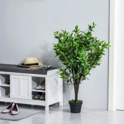 Outsunny Arbre Artificiel Olivier Plante Artificiel Hauteur 1,2 M Tronc Branches Lichen Feuilles Grand Réalisme Pot Inclus - Vert -Outsunny Soldes Magasin 29063483 4