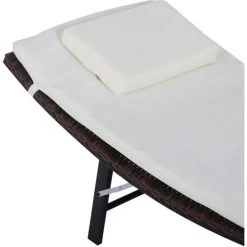 Outsunny Lot De 2 Transats Bains De Soleil Pliables Grand Confort : Matelas, Têtière + Table Basse Résine Tressée Chocolat -Outsunny Soldes Magasin 29063527 4