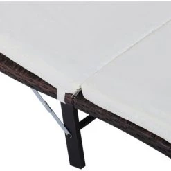 Outsunny Lot De 2 Transats Bains De Soleil Pliables Grand Confort : Matelas, Têtière + Table Basse Résine Tressée Chocolat -Outsunny Soldes Magasin 29063527 5
