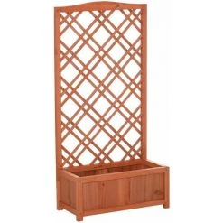Outsunny Jardinière Avec Treillis - Bac à Fleurs - Jardinière Sur Pied - Dim. 60L X 30l X 122H Cm Bois Sapin Pré-huilé