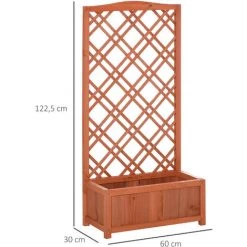 Outsunny Jardinière Avec Treillis - Bac à Fleurs - Jardinière Sur Pied - Dim. 60L X 30l X 122H Cm Bois Sapin Pré-huilé -Outsunny Soldes Magasin 29109686 3