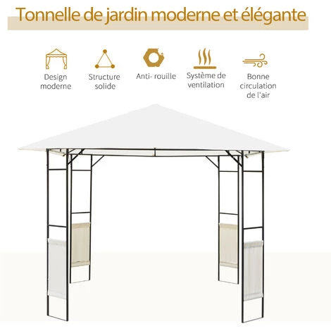 Outsunny Tonnelle Barnum Pavillon De Jardin Dim. 3L X 3l X 2,6H M Métal époxy Toile Polyester Haute Densité Crème 6 Outsunny Tonnelle Barnum Pavillon De Jardin Dim. 3L X 3l X 2,6H M Métal époxy Toile Polyester Haute Densité Crème – Image 4