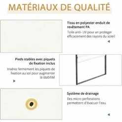 Outsunny Tonnelle Barnum Pavillon De Jardin Dim. 3L X 3l X 2,6H M Métal époxy Toile Polyester Haute Densité Crème 11 Outsunny Tonnelle Barnum Pavillon De Jardin Dim. 3L X 3l X 2,6H M Métal époxy Toile Polyester Haute Densité Crème -Outsunny Soldes Magasin 29167732 5