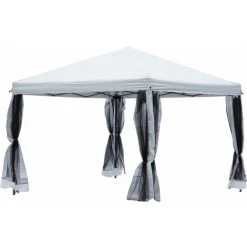 Outsunny Tonnelle Barnum Pliant Style Colonial 2,96L X 2,96l X 2,6H M 4 Moustiquaires + Sac De Transport Crème Noir