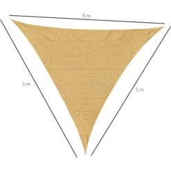 Outsunny Voile D'ombrage Triangulaire Grande Taille 5 X 5 X 5 M Polyéthylène Haute Densité Résistant Aux UV Sable -Outsunny Soldes Magasin 29167761 3