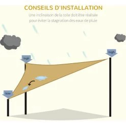 Outsunny Voile D'ombrage Triangulaire Grande Taille 5 X 5 X 5 M Polyéthylène Haute Densité Résistant Aux UV Sable -Outsunny Soldes Magasin 29167761 5
