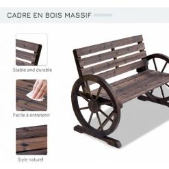 Outsunny Banc De Jardin 3 Places Style Rustique Chic Accoudoirs Roues Charette Bois Sapin Traité Carbonisation 11 Outsunny Banc De Jardin 3 Places Style Rustique Chic Accoudoirs Roues Charette Bois Sapin Traité Carbonisation -Outsunny Soldes Magasin 29167786 5