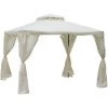 Outsunny Pavillon De Jardin Tonnelle Barnum Style Colonial Double Toit Toiles Moustiquaires Amovibles Zippées Crème - Crème -Outsunny Soldes Magasin 29167830 1