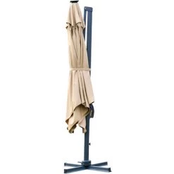 Outsunny Parasol Déporté Carré Parasol LED Inclinable Pivotant 360° Manivelle Piètement Acier Dim. 3L X 3l X 2,66H M Beige - Beige -Outsunny Soldes Magasin 29216296 5