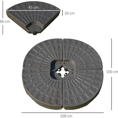 Outsunny Lot De 4 Poids De Lestage Pour Parasols Déportés Dim. Totales 100L X 100l X 10H Cm HDPE Café 5 Outsunny Lot De 4 Poids De Lestage Pour Parasols Déportés Dim. Totales 100L X 100l X 10H Cm HDPE Café – Image 3