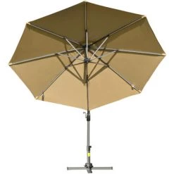 Outsunny Parasol Déporté Octogonal Parasol LED Inclinable Pivotant Manivelle Piètement Acier Dim. Ø 3 X 2,48H M Beige -Outsunny Soldes Magasin 29295969 4