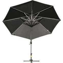 Outsunny Parasol Déporté Octogonal Parasol LED Inclinable Pivotant Manivelle Piètement Acier Dim. Ø 3 X 2,48H M Gris -Outsunny Soldes Magasin 29295977 4