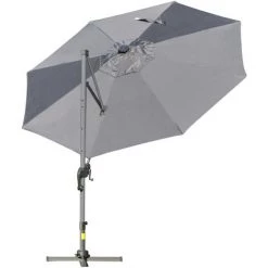 Outsunny Parasol Déporté Octogonal Parasol LED Inclinable Pivotant Manivelle Piètement Acier Dim. Ø 3 X 2,48H M Gris -Outsunny Soldes Magasin 29295977 5