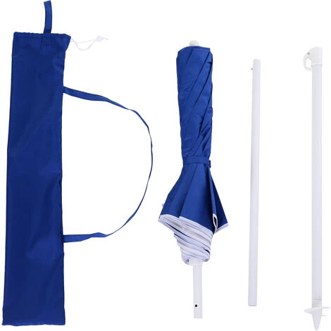 Outsunny Parasol Inclinable Octogonal De Plage Ø 150 Cm Tissu Polyester Haute Densité Anti-UV Mât Démontable Sac De Transport Inclus Bleu 6 Outsunny Parasol Inclinable Octogonal De Plage Ø 150 Cm Tissu Polyester Haute Densité Anti-UV Mât Démontable Sac De Transport Inclus Bleu – Image 4