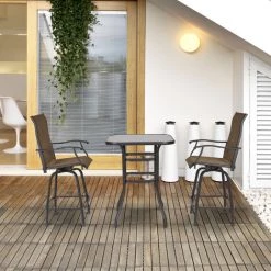 Outsunny Ensemble Salon De Jardin Bar 3 Pièces 2 Tabourets Pivotants + 1 Table Bistro Plateau Verre Trempé Acier Textilène Marron - Marron 8 Outsunny Ensemble Salon De Jardin Bar 3 Pièces 2 Tabourets Pivotants + 1 Table Bistro Plateau Verre Trempé Acier Textilène Marron - Marron -Outsunny Soldes Magasin 29549324 2